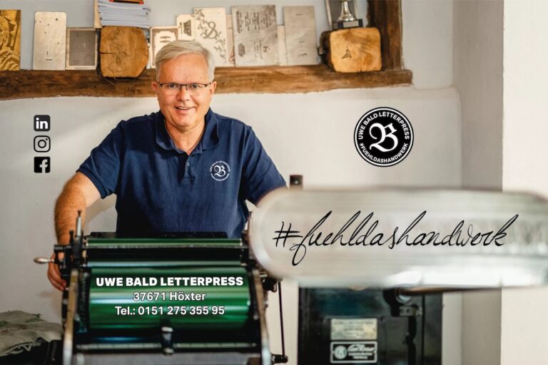 Uwe Bald Letterpress in Höxter: Druckkunst mit Tiefe 4 Letterpress-Druck am Heidelberger Tiegel von Uwe Bald in Höxter